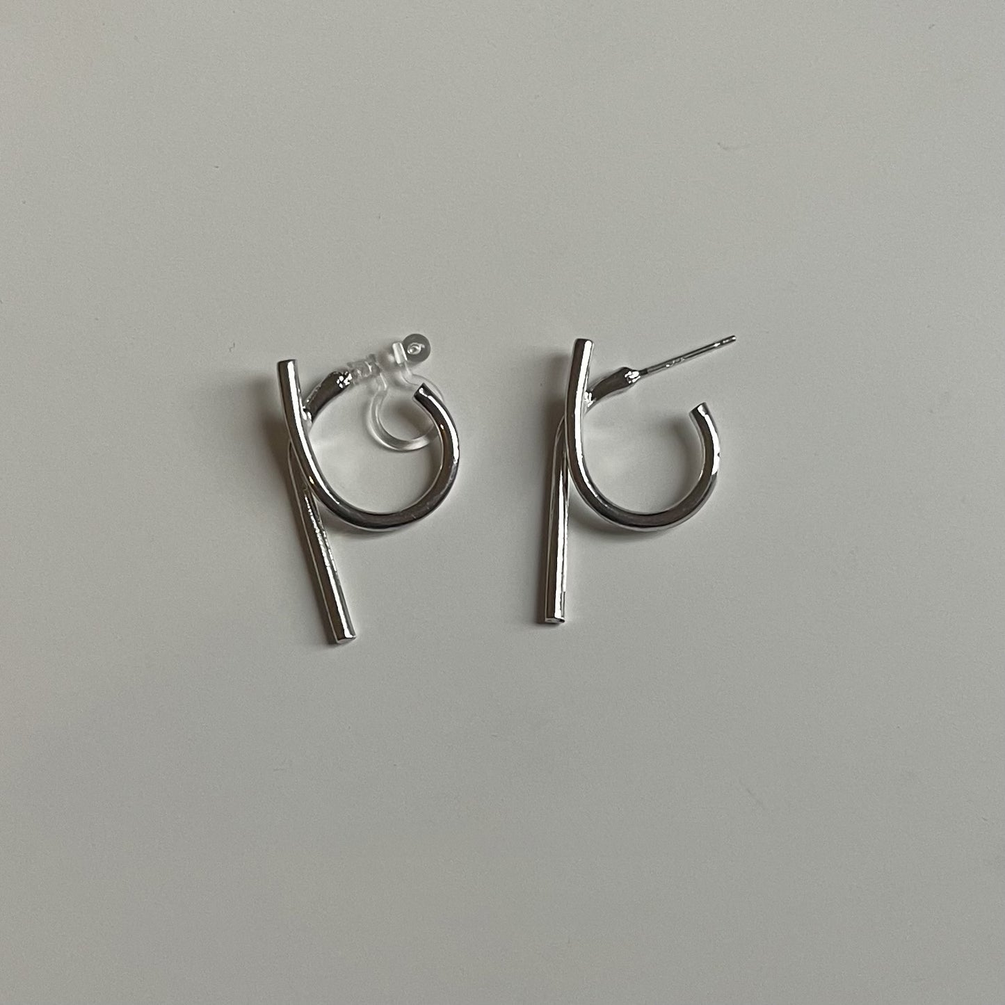 Silver Metal Loop Earrings