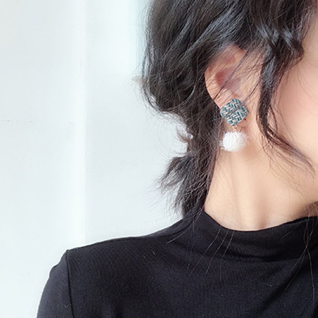 Checkered Indigo Earrings