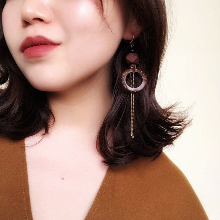 Wooden Geometric Earrings
