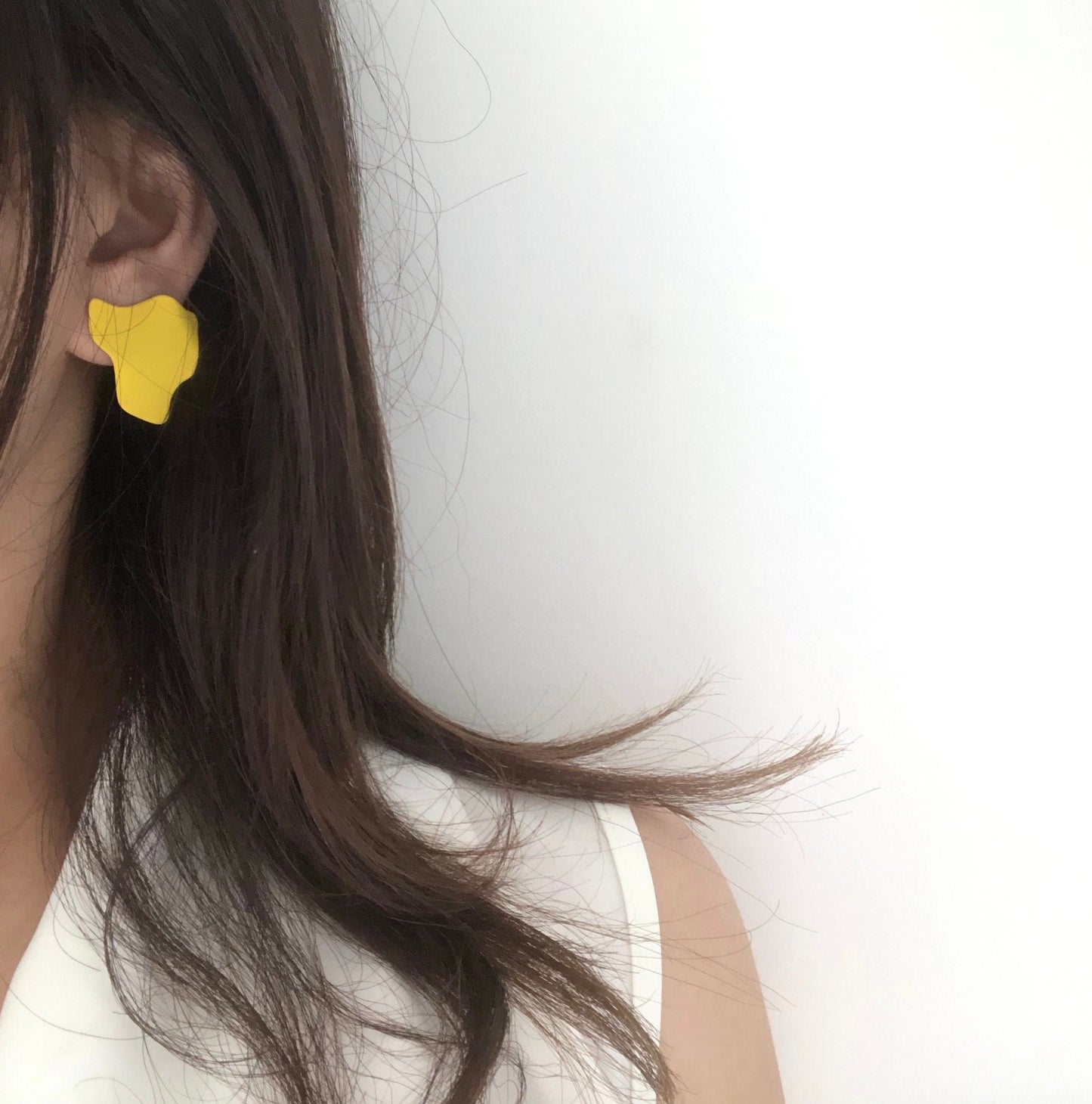 Yellow Abstract Retro Earrings