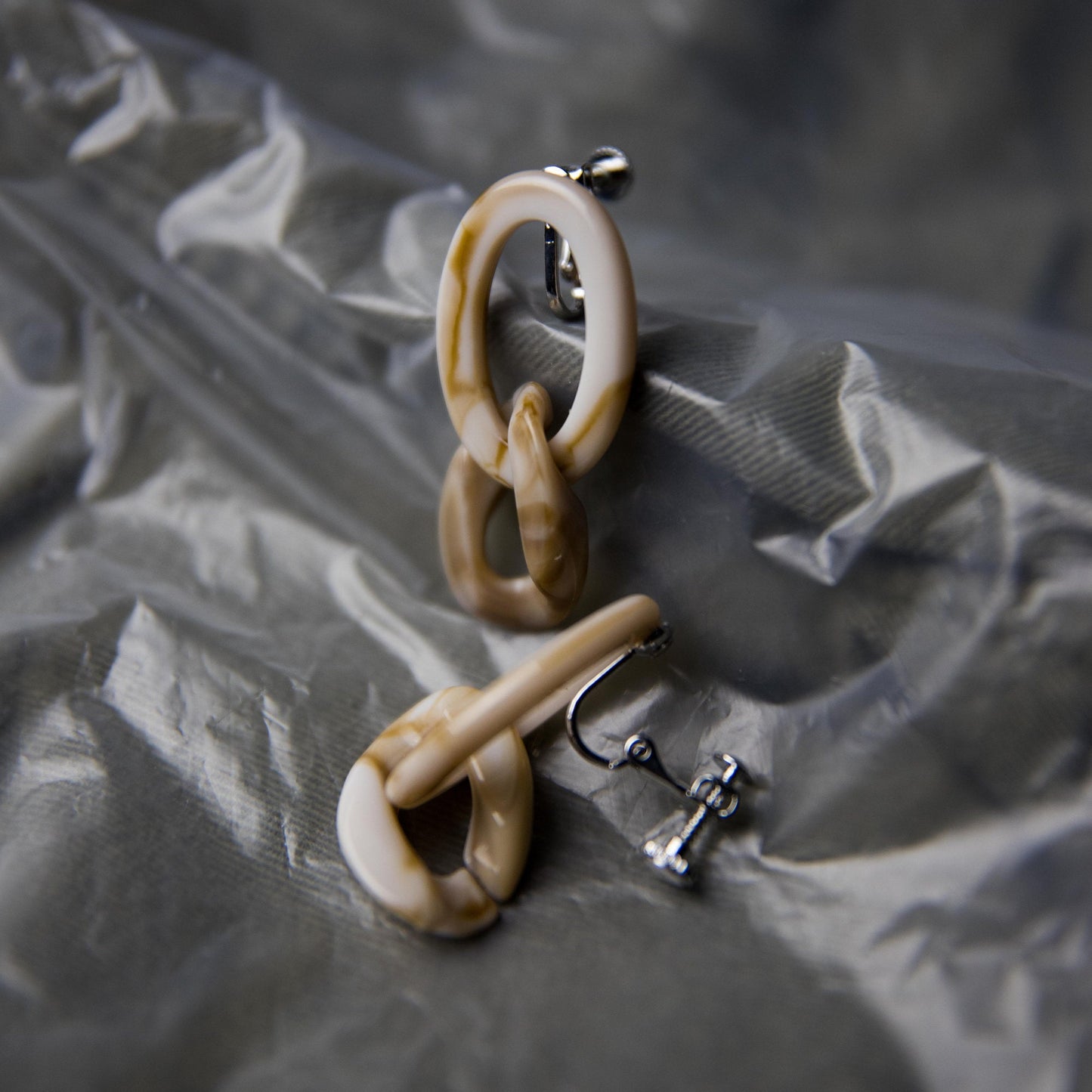 Beige Marble Earrings