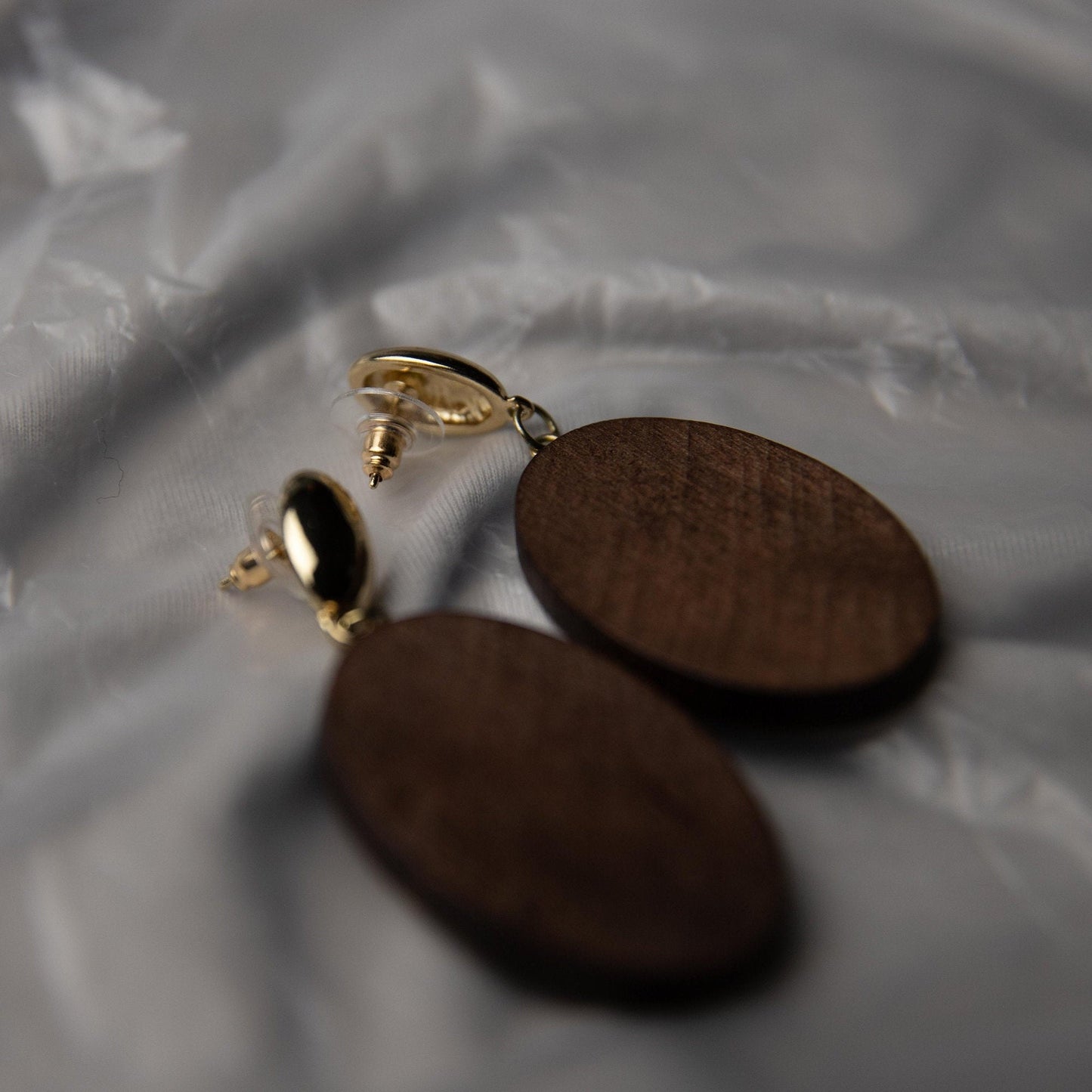 Wooden Oval Earrings